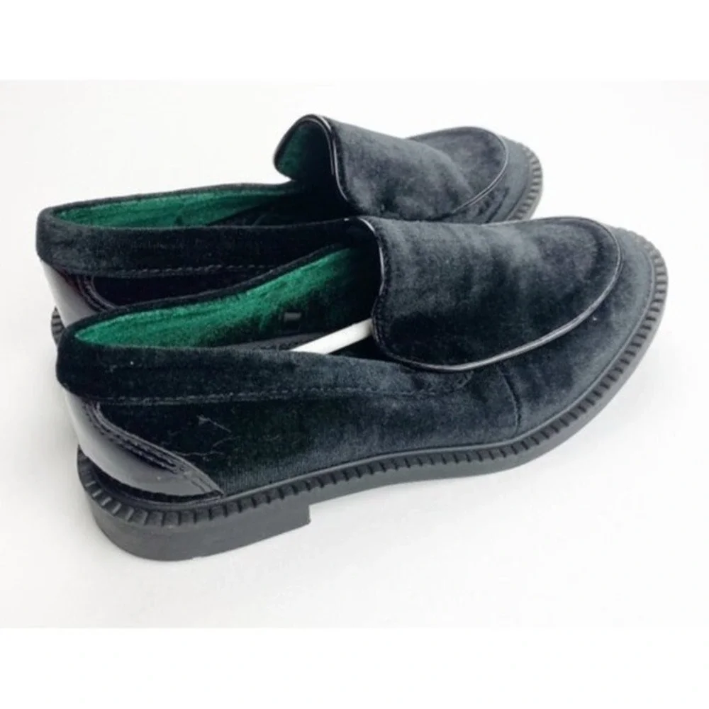 Zara Boys Velvet‎ 31 13 Black Dress Shoes Slip On
